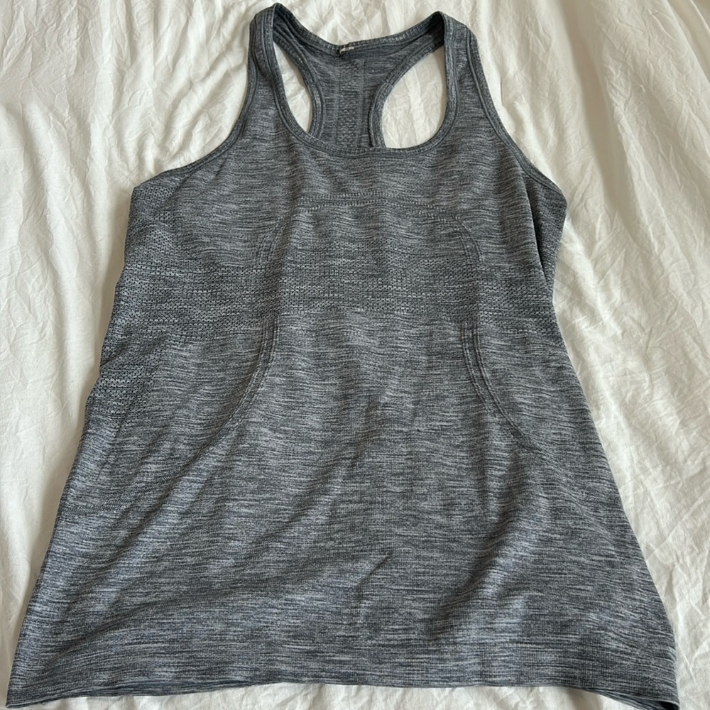 lululemon swiftly tank hip length 2.0, grey, size 8